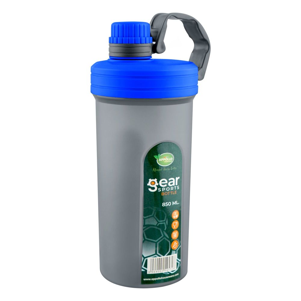 Appollo Plastic Gear Sports Water Bottle, 1000ml, Small, Blue - Main Image