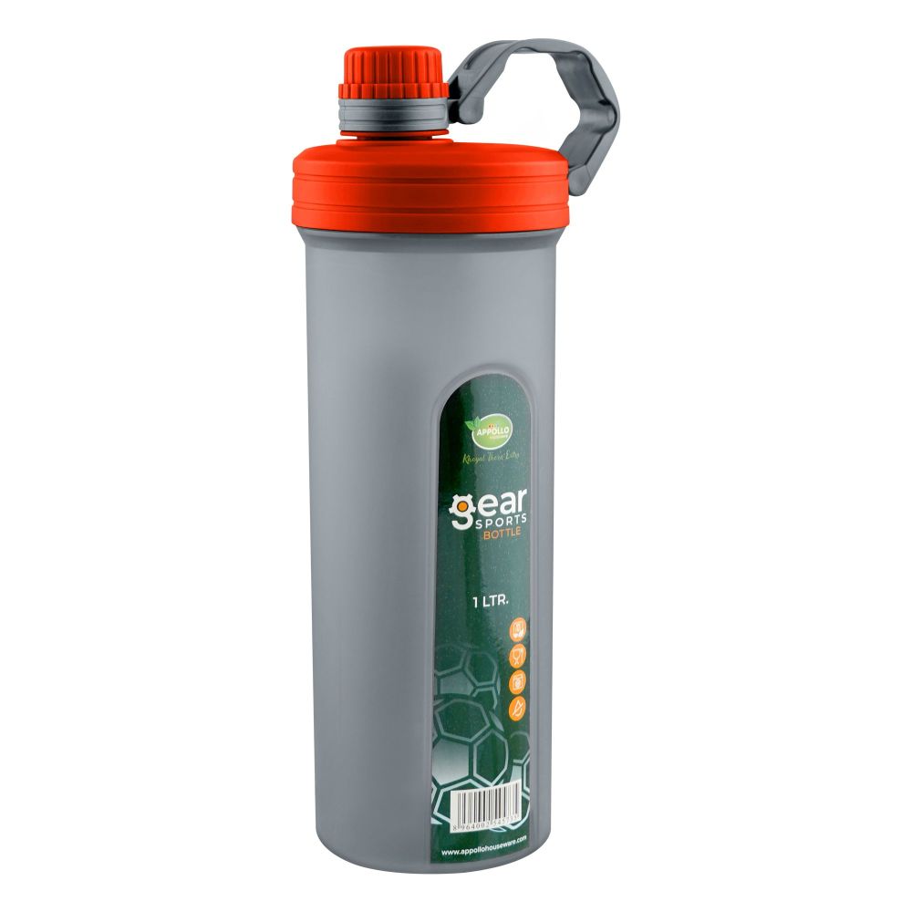Appollo Plastic Gear Sports Water Bottle, 1000ml, Large, Red - Main Image