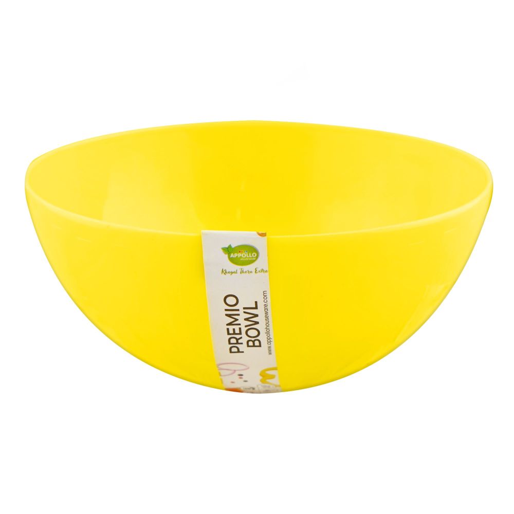 Appollo Plastic Premio Bowl, Small, Yellow, 6.10 x 6.10 x 2.56 inches - Main Image