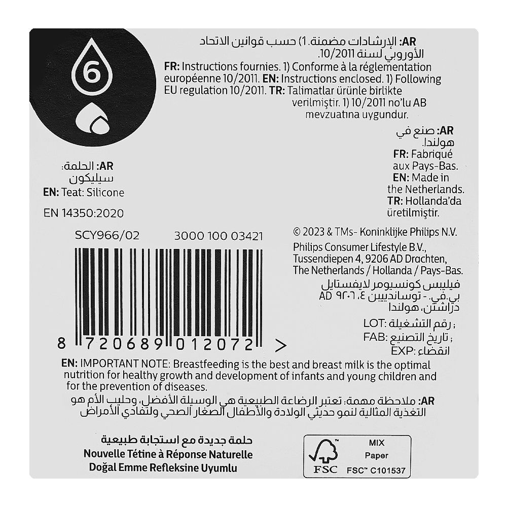 Philips Avent Natural Response Baby Bottle Nipples Flow 6 Teat, BPA Free, 6+ Months, 2-Pack, SCF966/02 - Image 3