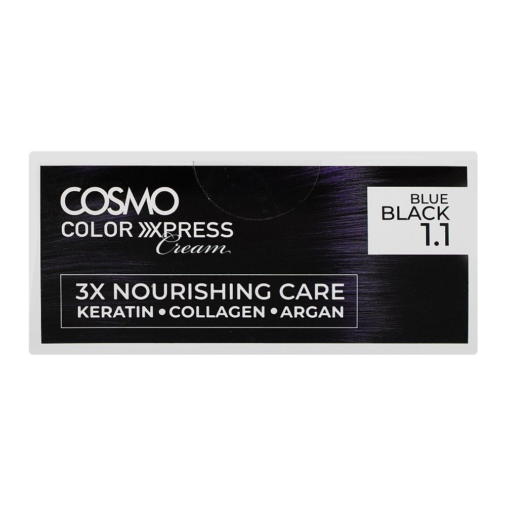 Cosmo Color Xpress 3X Nourishing Care Permanent Hair Color - Salon-Quality Hair Dye, 1.1 Blue Black - Image 6