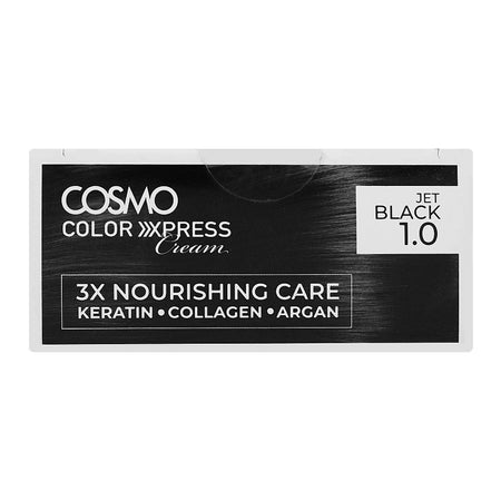 Cosmo Color Xpress 3X Nourishing Care Permanent Hair Color - Salon-Quality Hair Dye, 1.0 Jet Black - Image 6