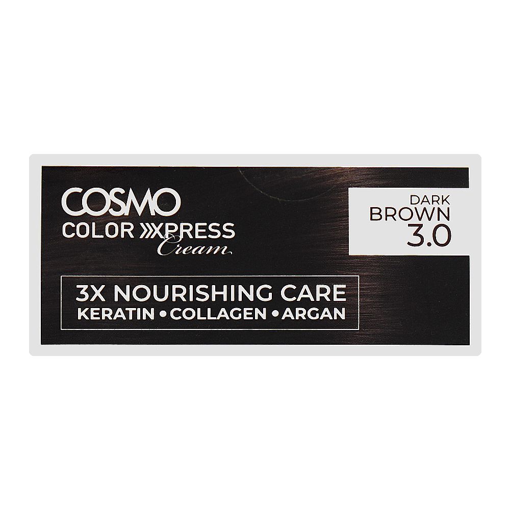 Cosmo Color Xpress 3X Nourishing Care Permanent Hair Color - Salon-Quality Hair Dye, 3.0 Dark Brown - Image 6