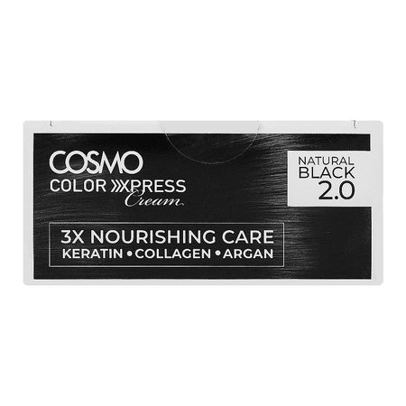 Cosmo Color Xpress 3X Nourishing Care Permanent Hair Color - Salon-Quality Hair Dye, 2.0 Natural Black - Image 6
