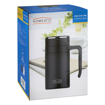 Homeatic Stainless Steel Coffee Mug, 500ml, Black, HKD-5167 - Image 3