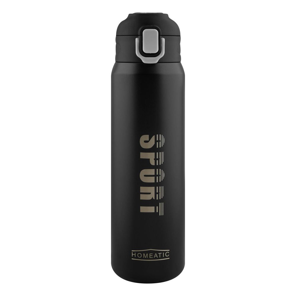 Homeatic Stainless Steel Water Bottle, 800ml, Black, HKD-7023 - Main Image