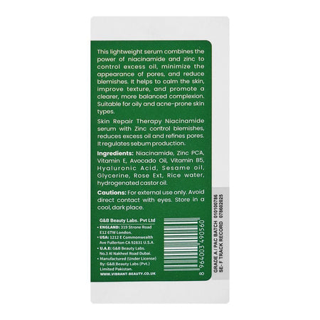 Vibrant Beauty Skin Repair Therapy Niacinamide Serum, 30ml - Image 3