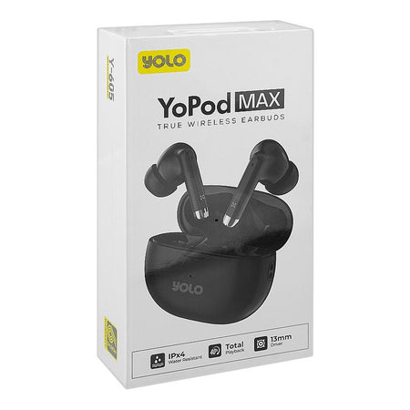 Yolo Yopod Max True Wireless Earbuds, IPX4 Water Resistant, 40H Total Playtime, Black, Y-605 - Image 2