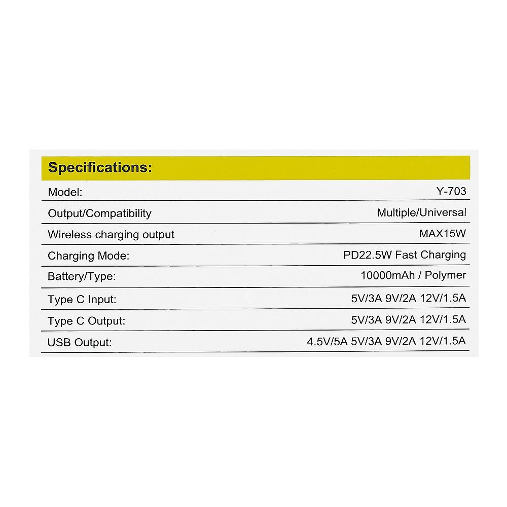 Yolo GoMag Power Bank (10000mAh, 22.5W, Wireless Charging), Black, Y-703 - Image 5