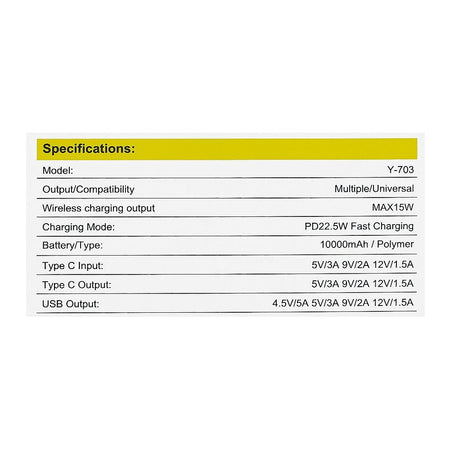 Yolo GoMag Power Bank (10000mAh, 22.5W, Wireless Charging), Black, Y-703 - Image 5