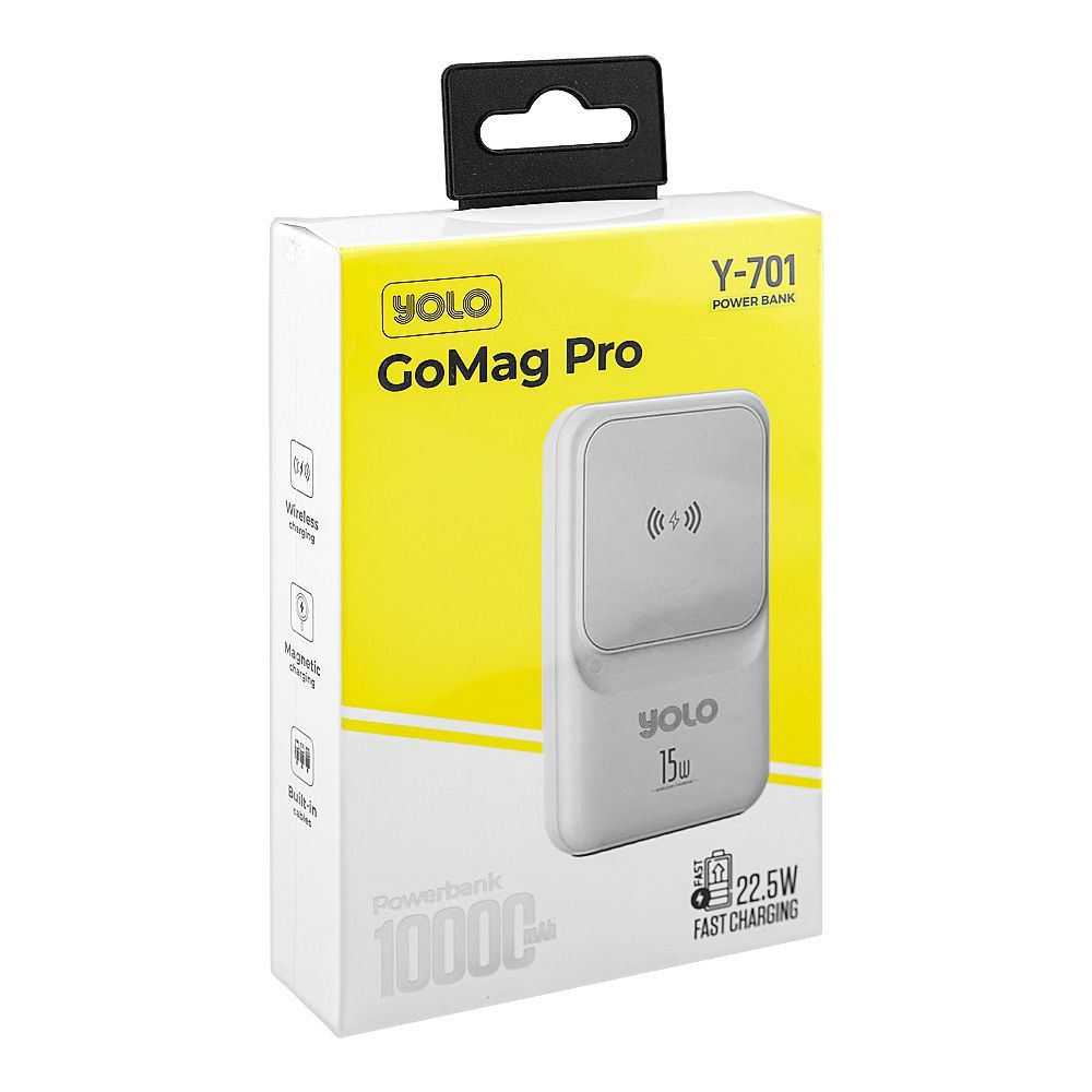 Yolo GoMag Pro Power Bank (10000mAh, 22.5W, Wireless Charging), Black, Y-701 - Image 2