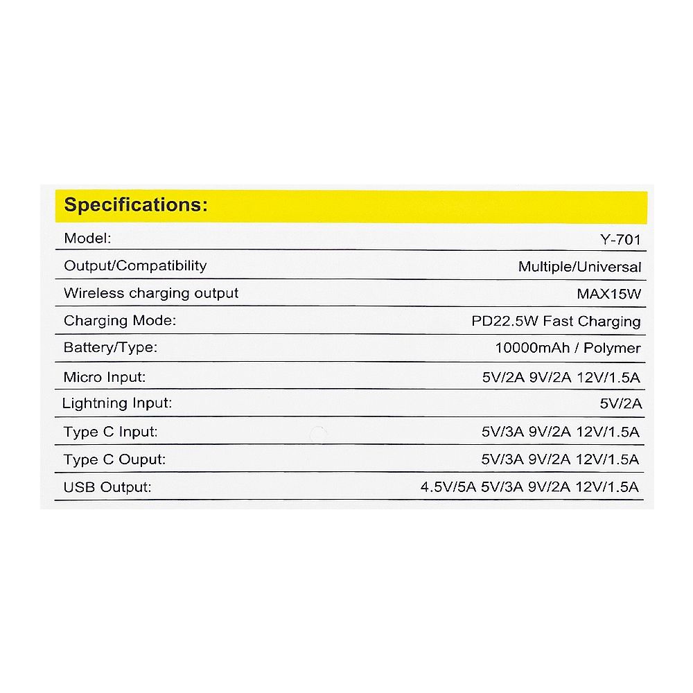 Yolo GoMag Pro Power Bank (10000mAh, 22.5W, Wireless Charging), Black, Y-701 - Image 5