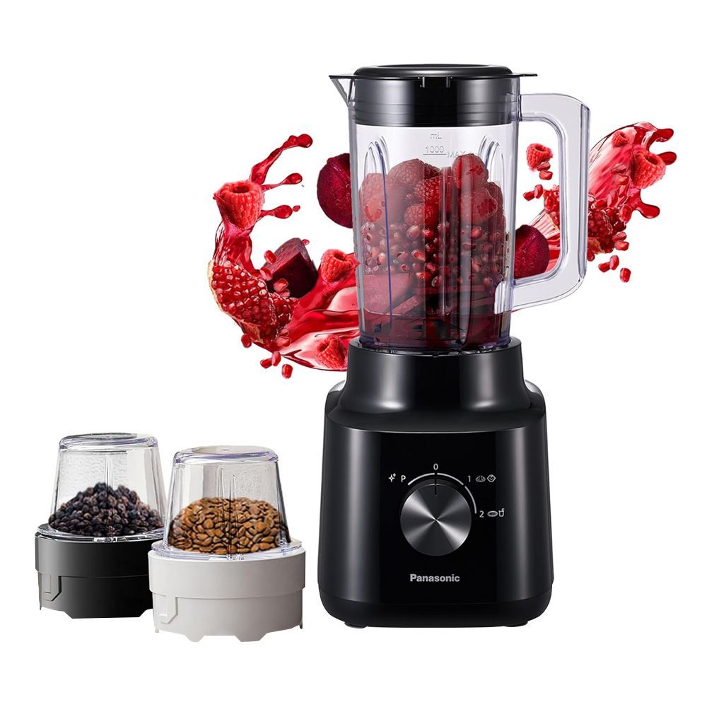 Panasonic Blender With 2 Dry Mills, 450W, 1450ml Liter Plastic Jug, 50g Dry Mill, Black, MX-CP3121 - Main Image