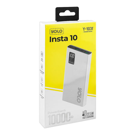 Yolo Insta 10 Power Bank (10000mAh, 22.5W), White, Y-103F - Image 2