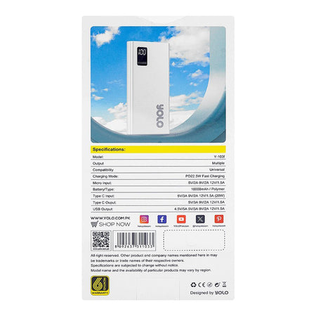 Yolo Insta 10 Power Bank (10000mAh, 22.5W), White, Y-103F - Image 4