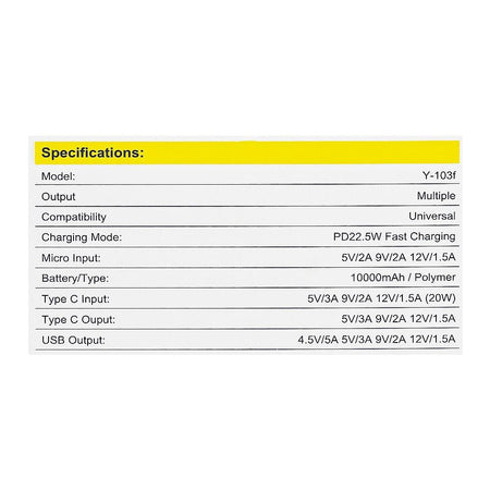 Yolo Insta 10 Power Bank (10000mAh, 22.5W), White, Y-103F - Image 5