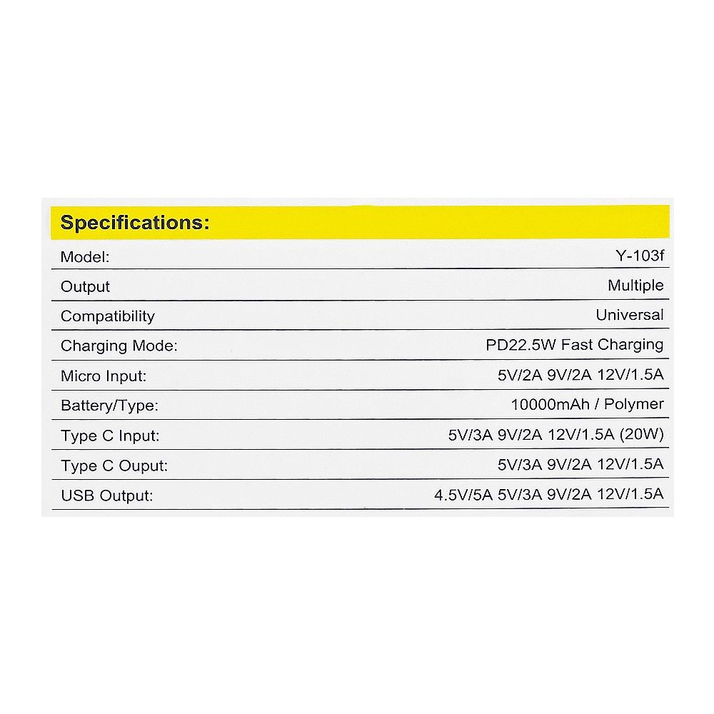 Yolo Insta 10 Power Bank (10000mAh, 22.5W), White, Y-103F - Image 5