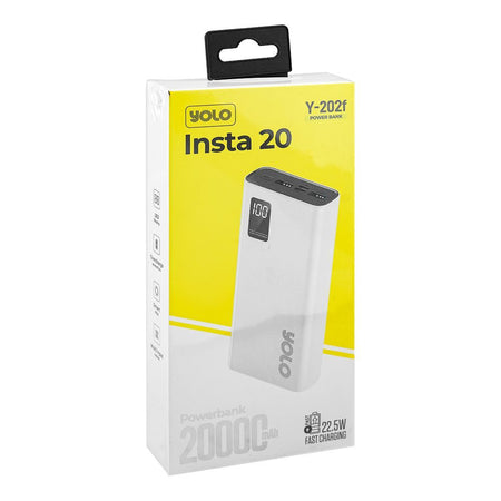 Yolo Insta 20 Power Bank (20000mAh, 22.5W), Black, Y-202F - Image 2