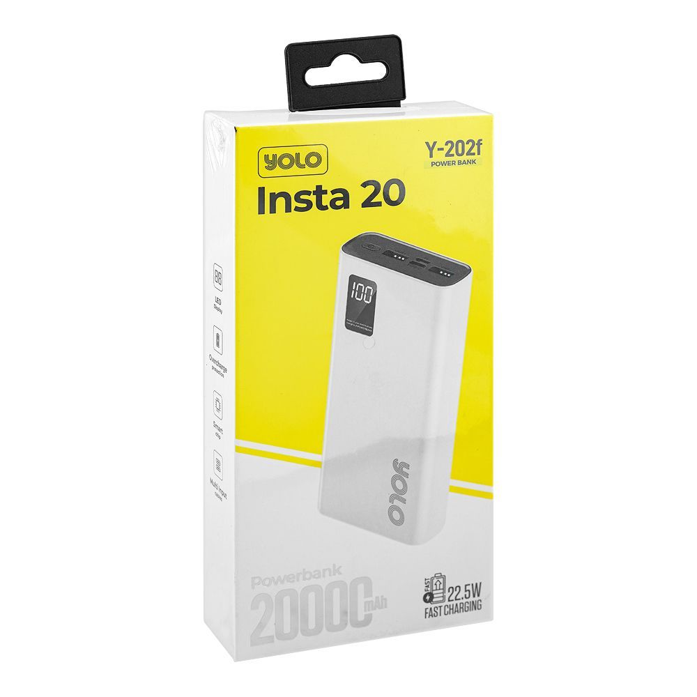 Yolo Insta 20 Power Bank (20000mAh, 22.5W), Black, Y-202F - Image 2