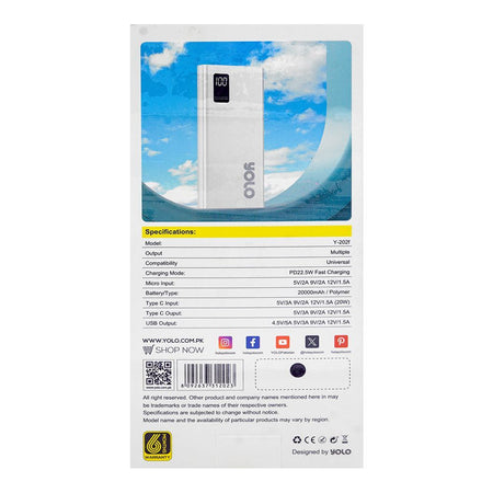 Yolo Insta 20 Power Bank (20000mAh, 22.5W), Black, Y-202F - Image 3