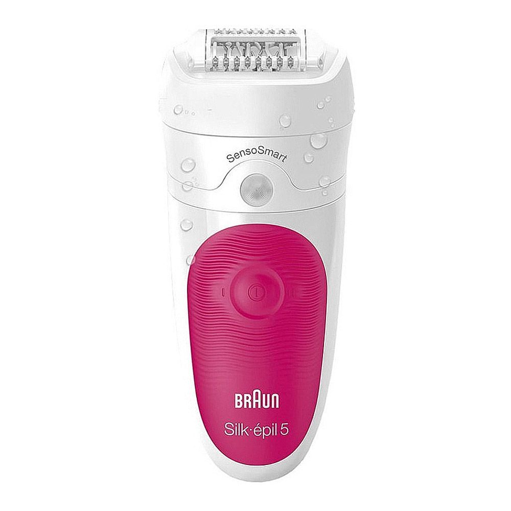 Braun Silk-epil 9 Wet & Dry Epilator Hair Trimmer, White & Pink, 5500 - Main Image