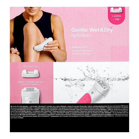 Braun Silk-epil 9 Wet & Dry Epilator Hair Trimmer, White & Pink, 5500 - Image 5