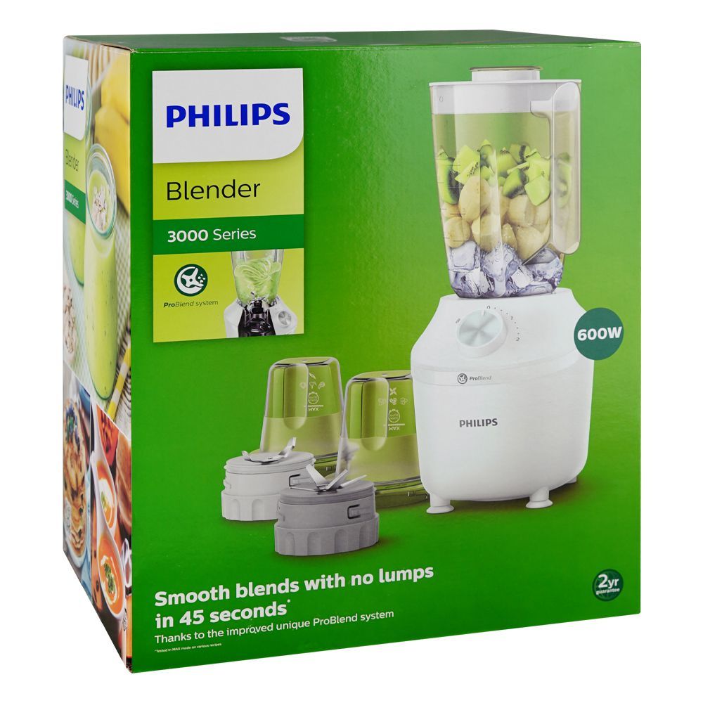 Philips 3000 Series Blender, 2000ml Plastic Jug, 600W, HR2191/30 - Image 2