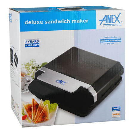 Anex Deluxe Sandwich Maker, 750W, Black & Silver, AG-2046 - Image 3