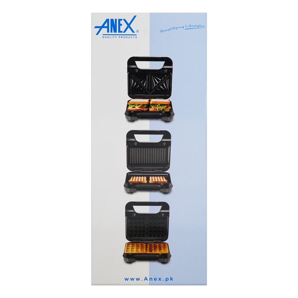 Anex Deluxe Sandwich Maker, 750W, Black & Silver, AG-2047 - Image 3