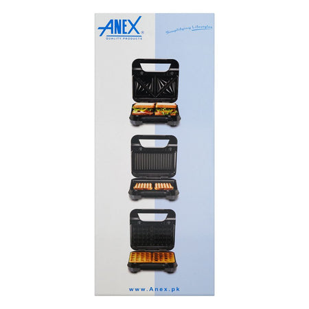 Anex Deluxe Sandwich Maker, 750W, Black & Silver, AG-2047 - Image 3