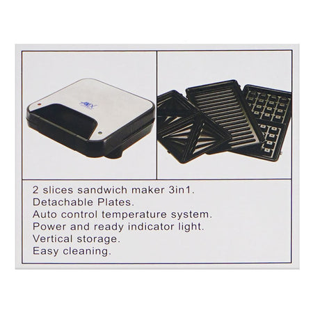 Anex Deluxe Sandwich Maker, 750W, Black & Silver, AG-2047 - Image 5