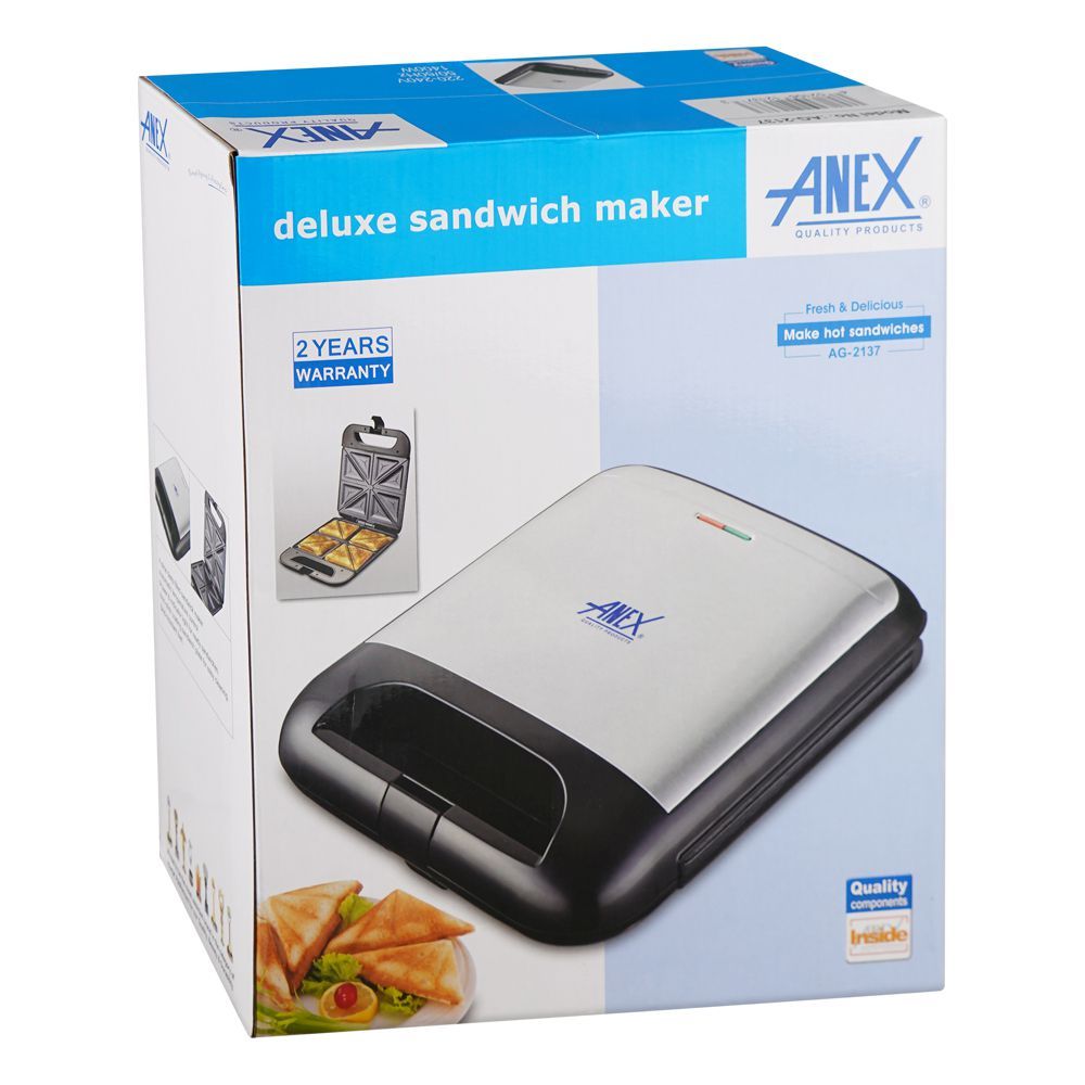 Anex Deluxe Sandwich Maker, Black & Silver, AG-2137 - Main Image