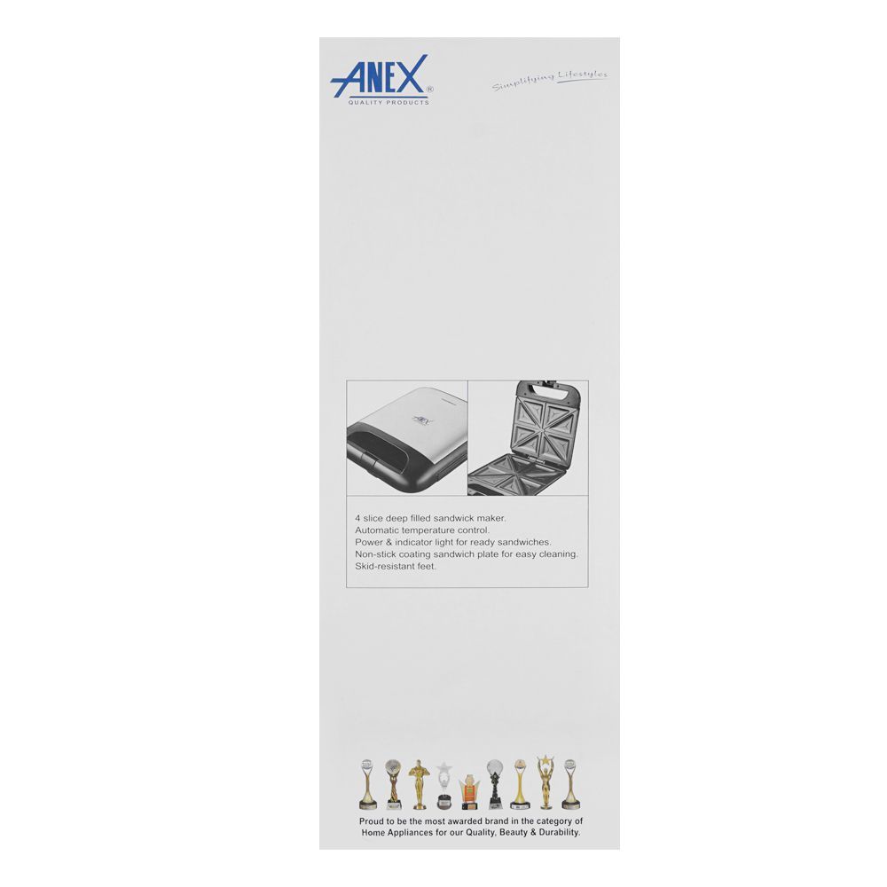 Anex Deluxe Sandwich Maker, Black & Silver, AG-2137 - Image 3