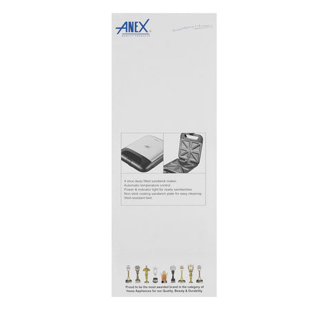 Anex Deluxe Sandwich Maker, Black & Silver, AG-2137 - Image 3