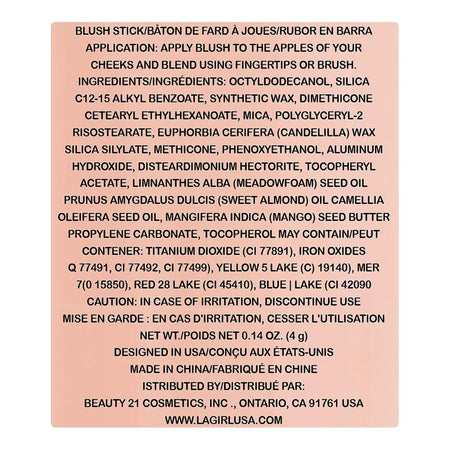 L.A. Girl Blush Stick, 4g, G97925 Summer Crush - Image 3