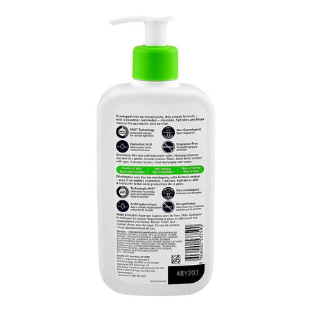 CeraVe Hydrating Facial Cleanser, Moisturizing Face Wash, For Normal To Dry Skin, 355ml - Image 2