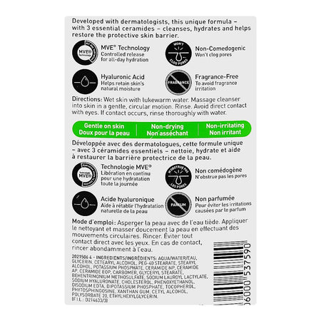 CeraVe Hydrating Facial Cleanser, Moisturizing Face Wash, For Normal To Dry Skin, 355ml - Image 3