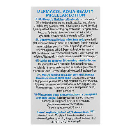 Dermacol Aqua Beauty Micellar Water Lotion Bi-Phase Makeup Remover with Panthenol, 400ml - Image 4