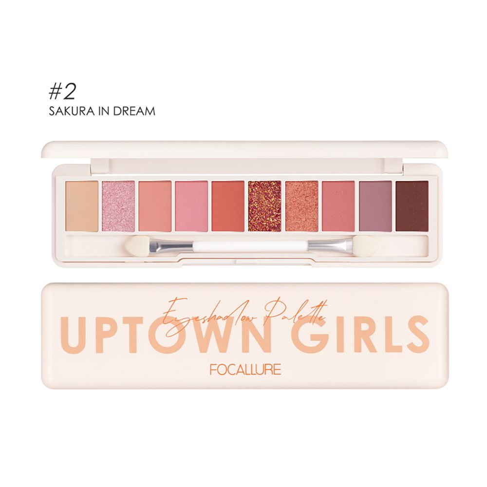 Focallure Uptown Girls 10 Color Eyeshadow Palette, FA-158 - 02 Sakura in Dream - Main Image