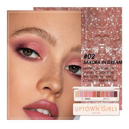 Focallure Uptown Girls 10 Color Eyeshadow Palette, FA-158 - 02 Sakura in Dream - Image 5