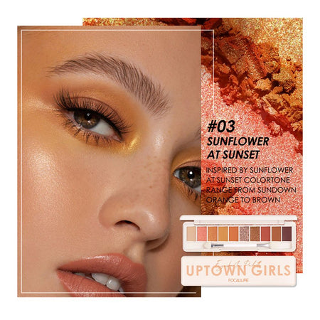 Focallure Uptown Girls 10 Color Eyeshadow Palette, FA158 - 03 Sunflower at Sunset - Image 5