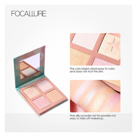 Focallure Super Star Highlighter Palette, 4 Pigmented shades, FA-63 - Image 2