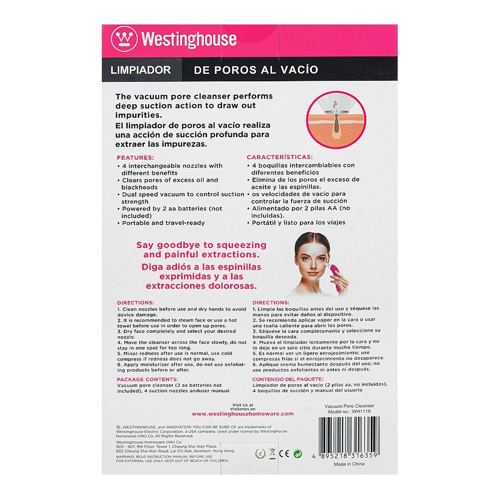 Westinghouse Vacuum Pore Cleanser, Blackhead Remover, WH-1119 - Image 4