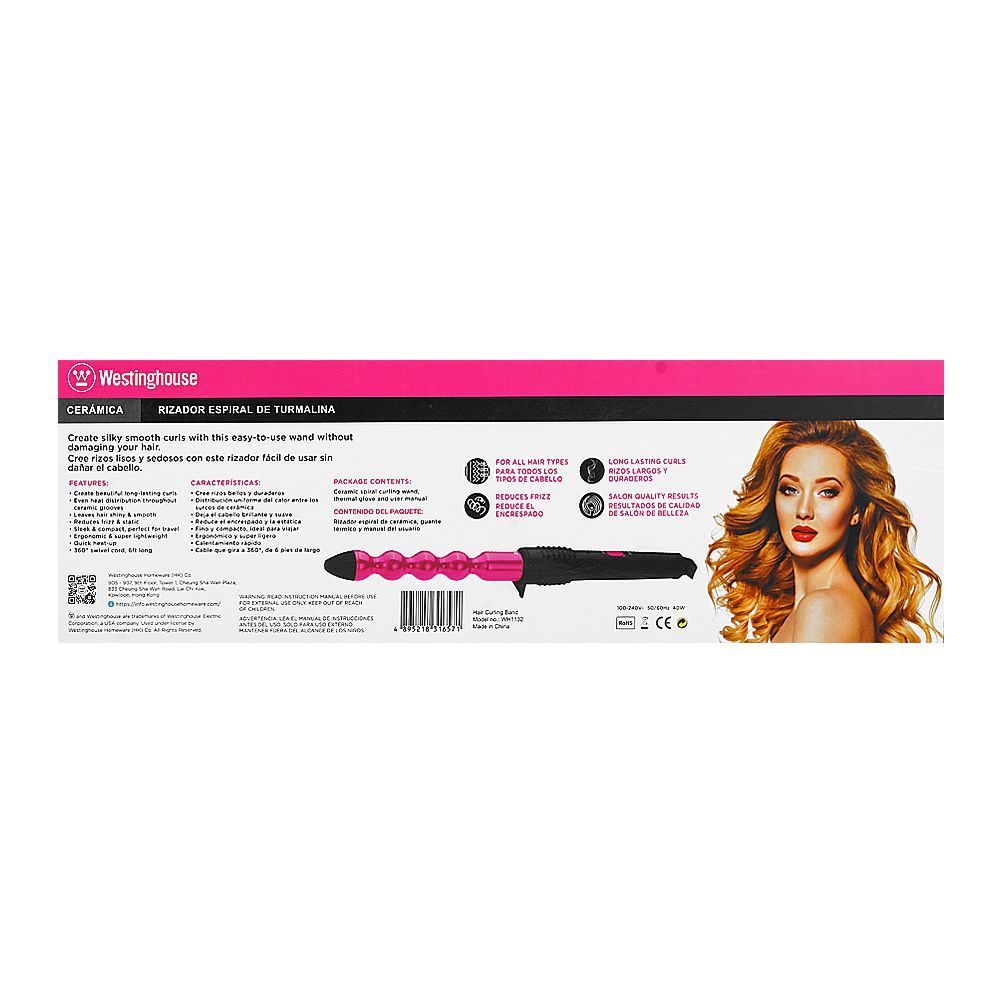 Westinghouse Ceramic Tourmaline Spiral Curling Wand, WH-1132 - Image 3