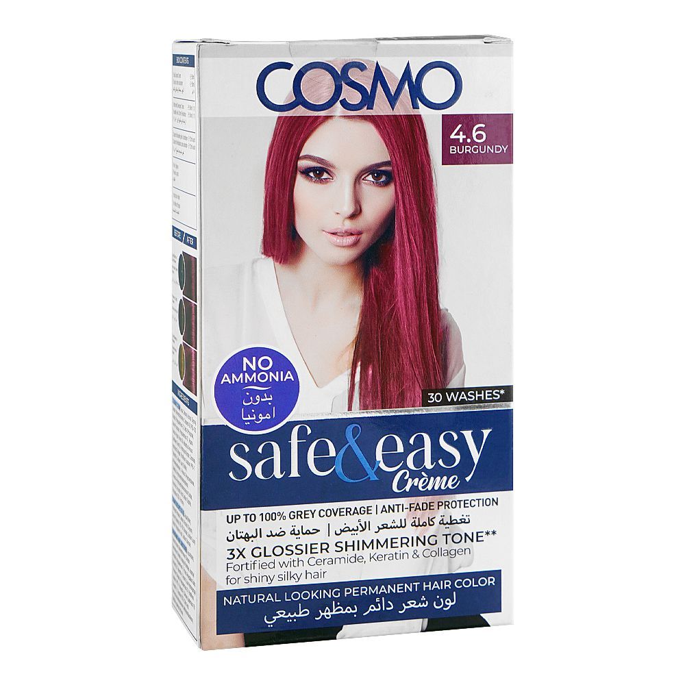 Cosmo No Ammonia Safe & Easy Permanent Hair Color - Salon Quality Hair Color, 4.6 Burgundy - Main Image