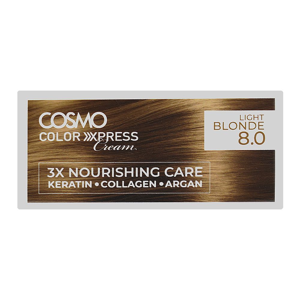 Cosmo Color Xpress 3X Nourishing Care Permanent Hair Color - Salon-Quality Hair Dye, 8.0 Light Blonde - Image 6