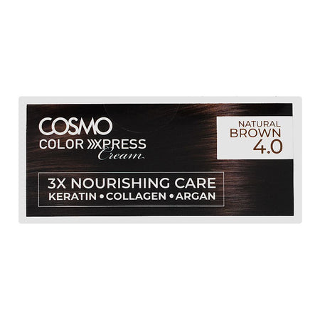 Cosmo Color Xpress 3X Nourishing Care Permanent Hair Color - Salon-Quality Hair Dye, 4.0 Natural Brown - Image 3