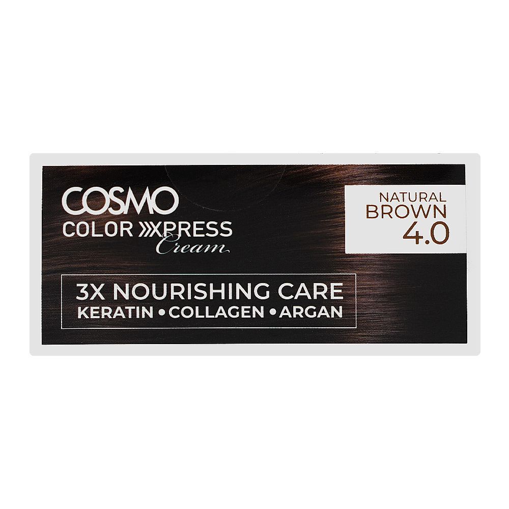 Cosmo Color Xpress 3X Nourishing Care Permanent Hair Color - Salon-Quality Hair Dye, 4.0 Natural Brown - Image 3