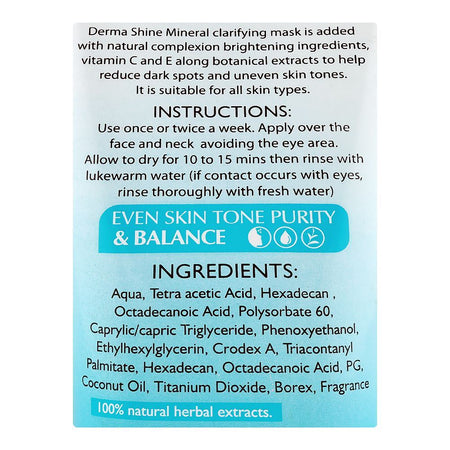 Derma Shine Mineral Face Mask, Smoothing & Hydrating, Clears Pores, For All Skin Types, 200g - Image 3