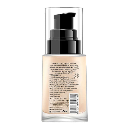 Rivaj UK Photo Focus Liquid Foundation, Matte, Medium Coverage, Oil Free, Long Lasting, 30ml, No. 01 - Image 2